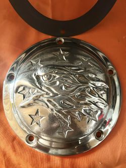 Harley Twin Cam Derby 99-17 Liberty Eagle aluminum polish finish. 7.25" Dia.