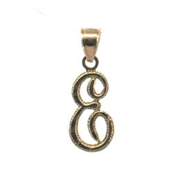 Woman’s Ladies 14k Yellow Gold Cursive Initial E Charm Pendant For Necklace GP3124104