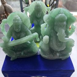 RARE Genuine Australian Aventurine Saraswati, Lakshmi, Ganesha Set