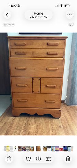 Chest of drawers, mirror, desk, chair