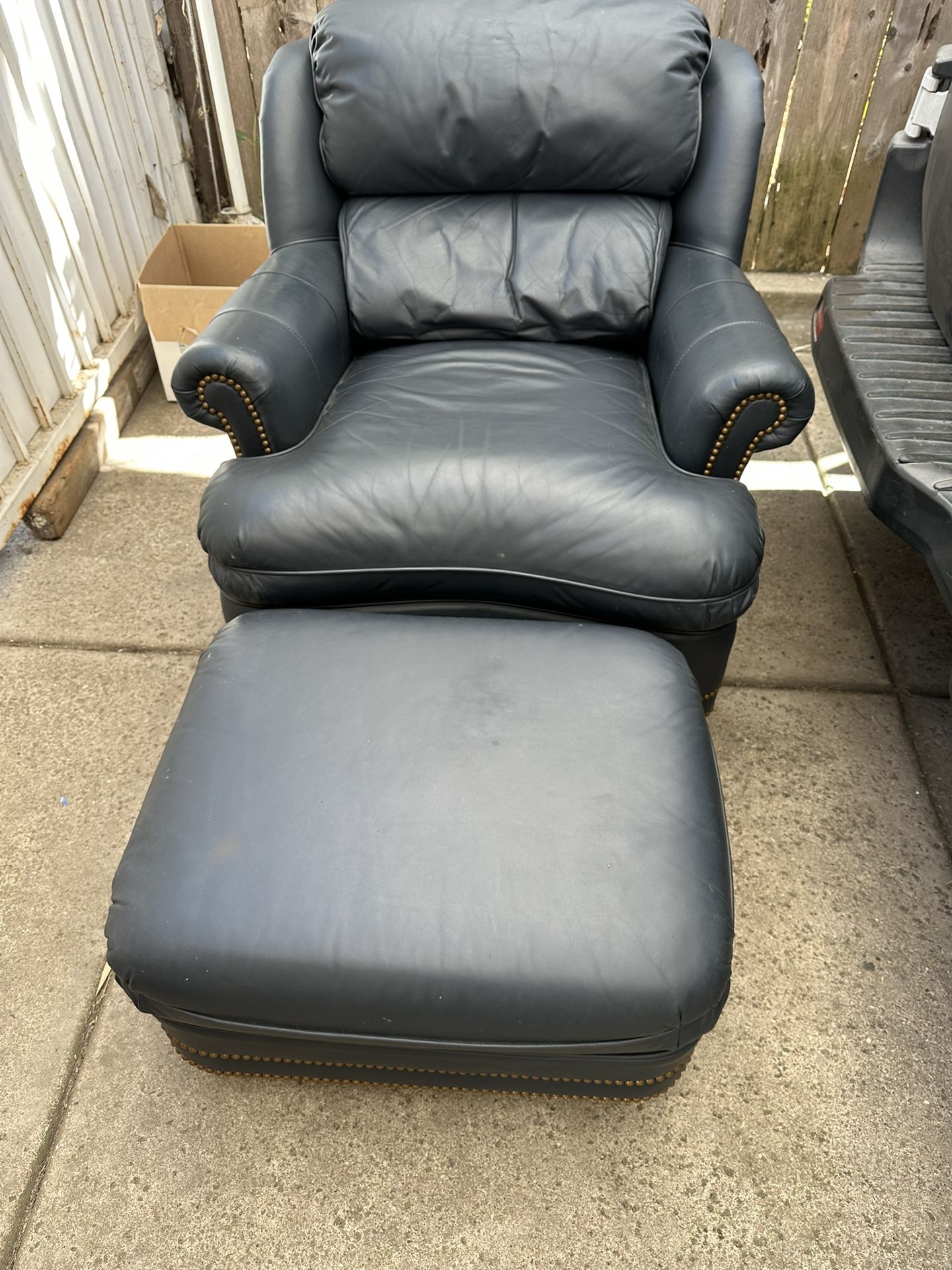 HANCOCK & MOORE Leather Lounge Chair & Ottoman