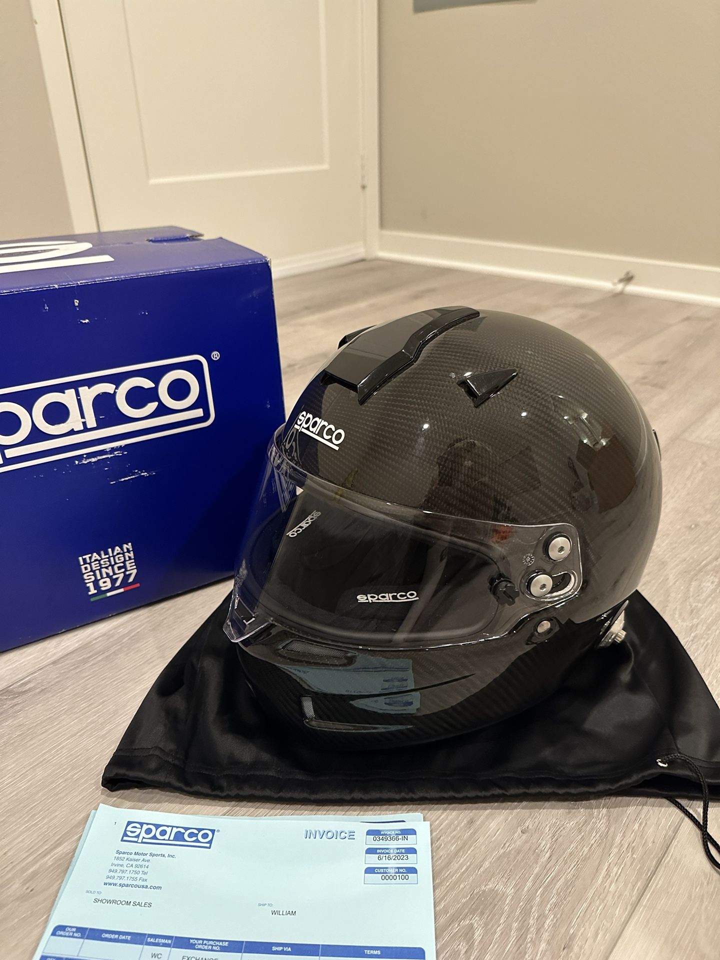 Sparco Sky RF-7W Large Carbon Fiber Helmet w/ Black interior