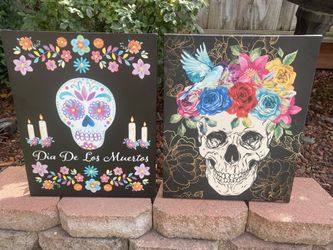 LED Light Up Canvas Pictures Halloween / Día De Los Muertos 