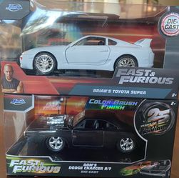 Fast & Furious 25th Anniversary Jada Die-Cast Set – Brian's Toyota Supra + Dom's Dodge Charger R/T $34.99 OBO