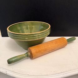 Vintage Mixing Bowl And Rolling Pin