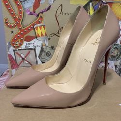 Christian Louboutin So Kate 120 Patent Nude color Like Brand New !!  Like  New !! Authentic!!