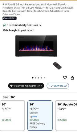 36” Electric Fireplace