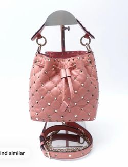Valentino Rockstud Spike bucket bag pink quilted studded