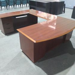 OFFICE/HOME DESK U-SHAPE DESK AND 2 DRAWERS FILE CABINET 