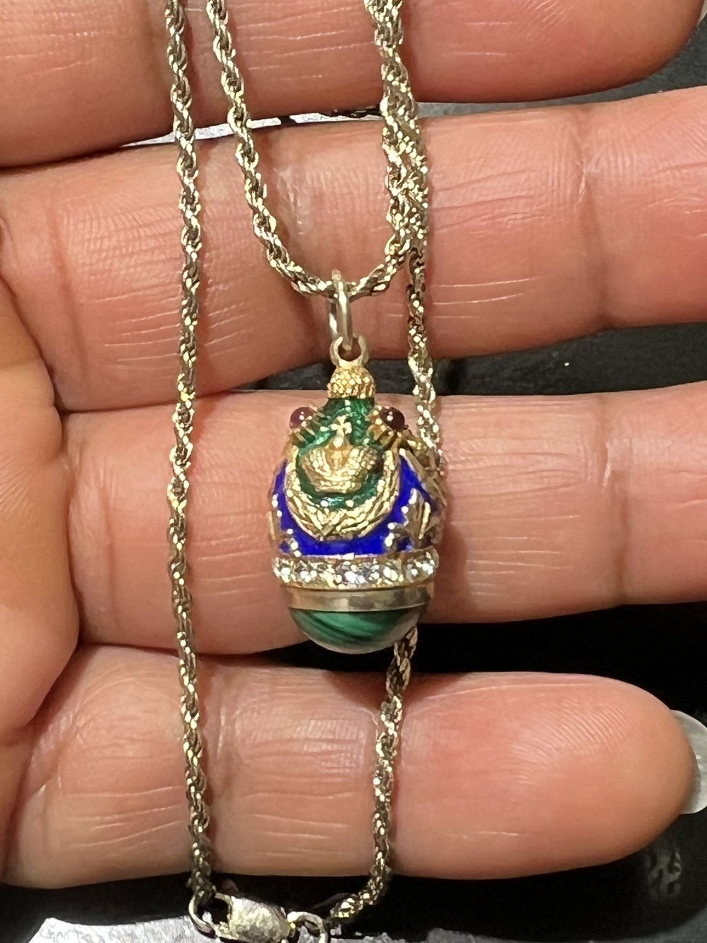 BEAUTIFUL STERLING SILVER FABERGE EGG PENDANT AND NECKLACE SIZE 20