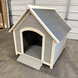 40.7" Large Outdoor Dog House, HDPS Dog House Outside, Weatherproof/Durable/Ventilate, Plastic Extra Insulated Dog Kennel Crate with Elevated Floor
