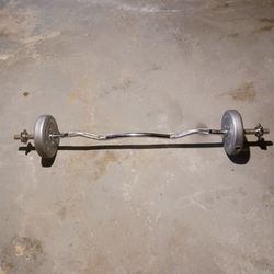 16lbs an EZ Curl Bar 