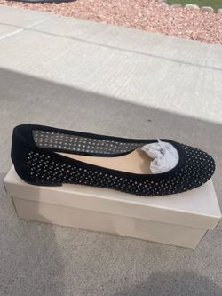Black Rhinestone Ballet Flats