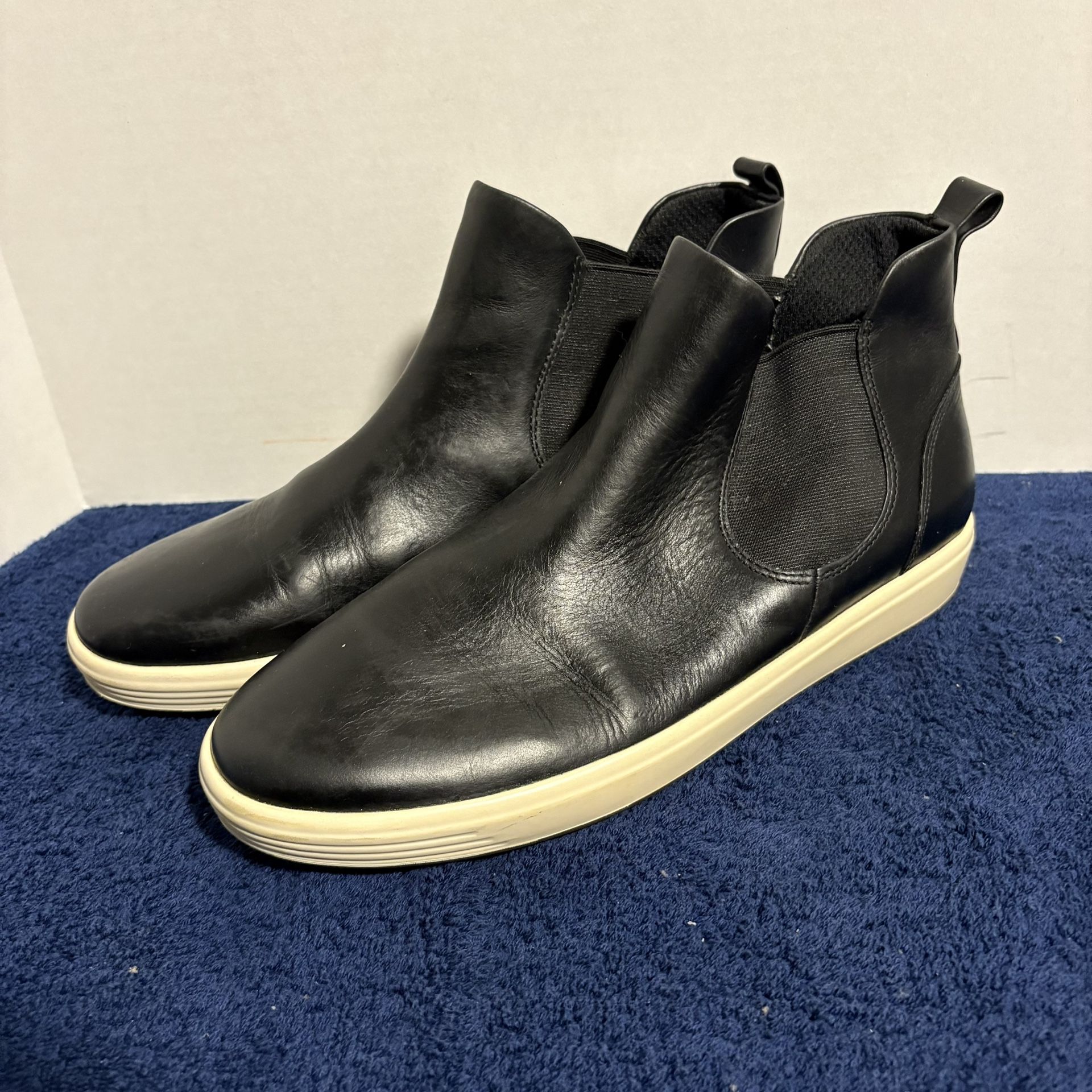 ECCO Chelsea Soft Ankle Sneakers Shoes Black Leather Danish Women's 10 10.5 41