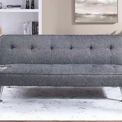 Gray Fabric Futon Sofa Bed 🛋️ | New