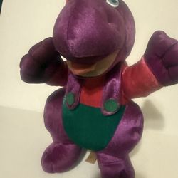 VTG Dan Dee Bootleg Barney Knockoff Velvet  Plush Purple Dinosaur 1990s 14 In