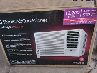 LG 11,700/12,200 BTU 230V Window-Mounted Air Conditioner with 9,200/11,200 BTU Supplemental Heat Function, LW1223HR