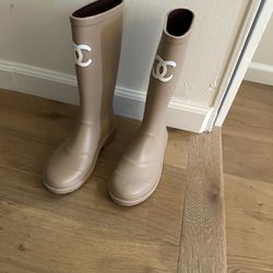 Camel Rain Boots Chanel