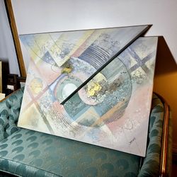 1980s Jeri Ledbetter mixed media large abstract painting