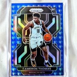 2021-22 Panini Prizm Cameron Thomas 75th Anniversary Blue Prizm SP Rookie RC #297 Nets