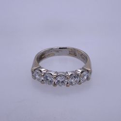 14k White Gold 5 Stone Diamond Ring