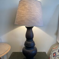Vintage Ceramic 34” Tall Table Lamp, Rewired And New Lampshade