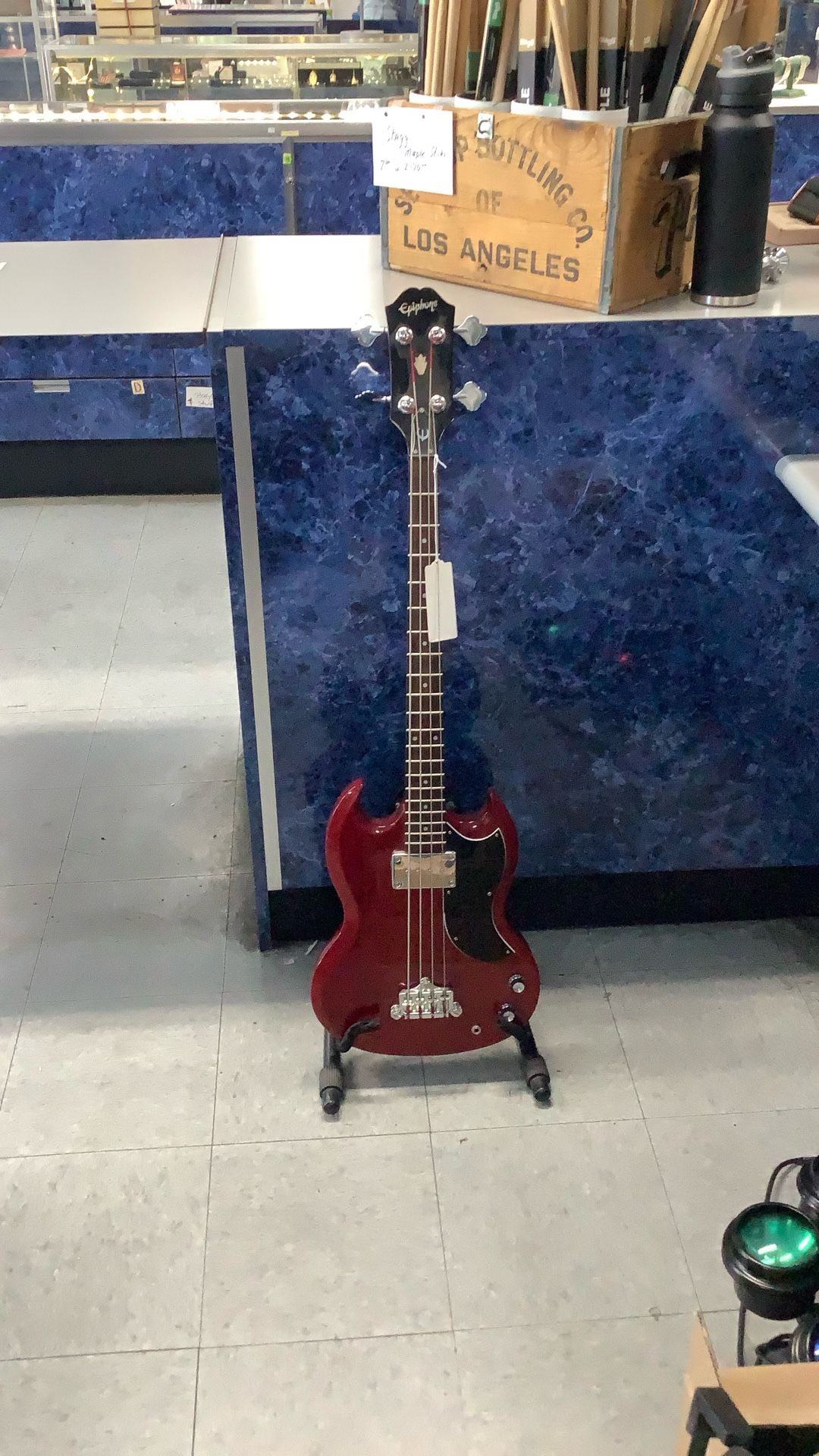 Epiphone Red and Black Bass Guitar