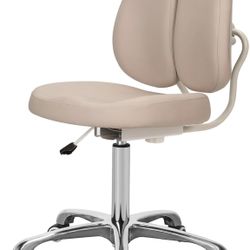 Ergonomic Office Drafting Chair Armless - Adjustable Swivel Rolling Stool Chair with Back Support - Stylish Desk Chairs with Lumbar Support for Comput