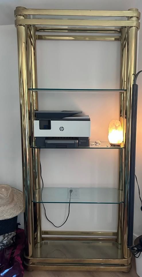 Glass & Gold Side Table & Shelving Unit