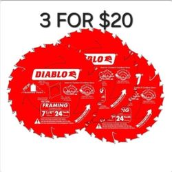 Diablo  7-1/4in. x 24-Teeth Tracking Point  3 Pack For $20 Or  $8 Each