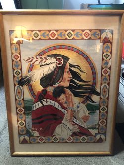 Native American Indian woman W/ Baby vintage