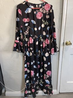 Floral Print Flounce Sleeve Dress