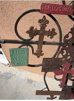 Metal Cross Wall Decor with Scripture Plaques