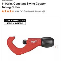 MILWAUKEE 1 1/2 CONSTANT SWING COPPER TUBING CUTTER 