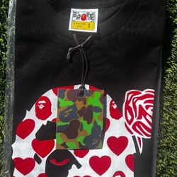 Bape Black Heart Rose Tee