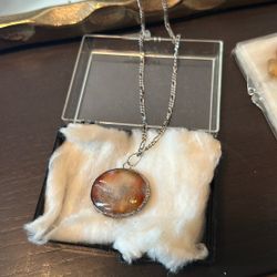 Necklace Antique Silver With Agate Sulimani