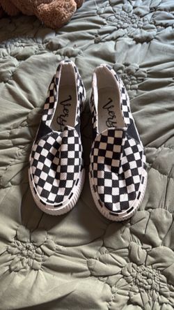 Black n white slip ons