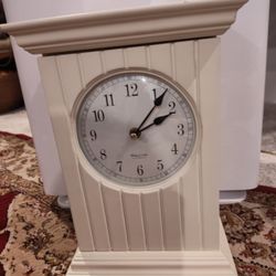 Beautiful White Mantel Sterling And Noble Clock Company With Cabinet Door