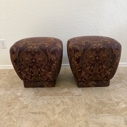 Set of 2 Vintage Pouf Style Ottomans