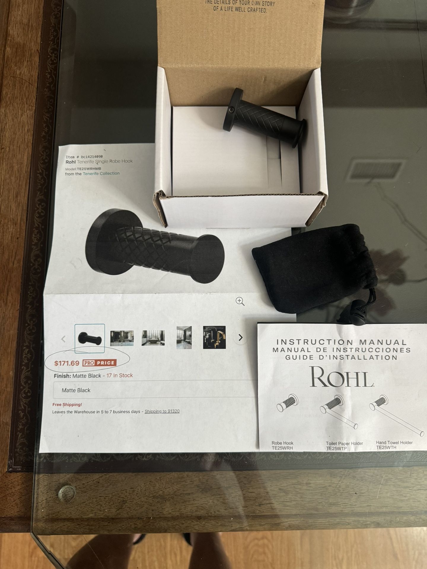 Robe Hook Rohl Tenerife Single Robe Hook Model: TE25WRHMB