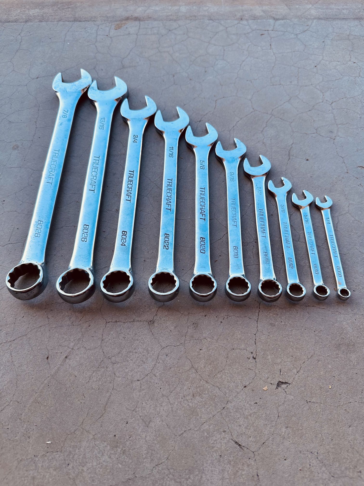 10 Truecraft Fully Polished Combination Wrenches - SAE