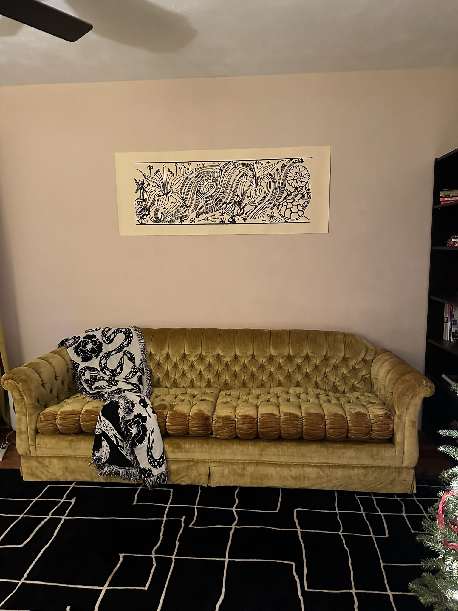 Vintage Yellow Tufted Couch