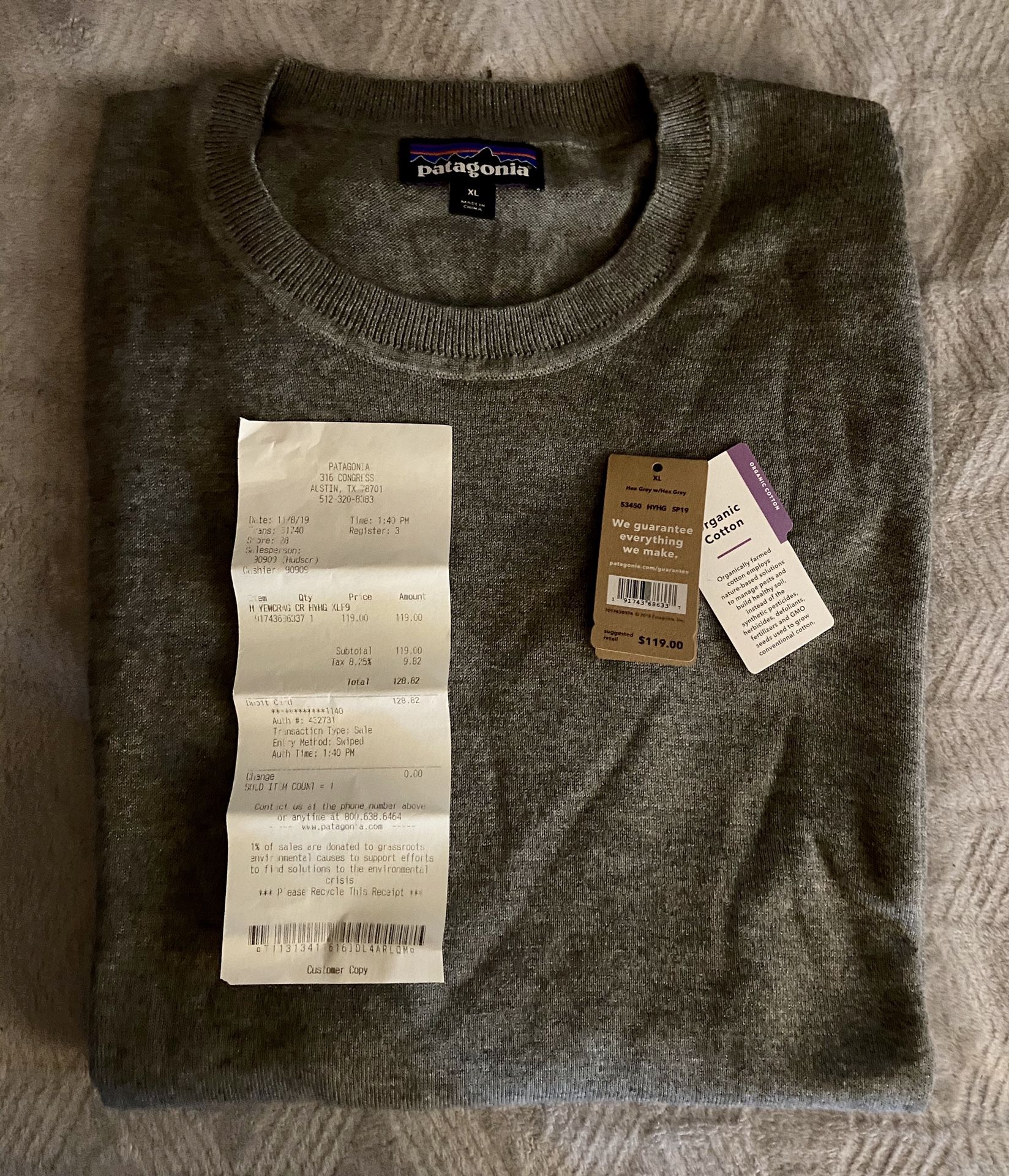 New Grey Patagonia Sweater With Tags