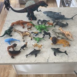 Lot Of Dinosaurs And Rubber Animals 25 Total