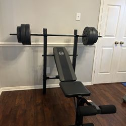 New bench press with bar and 100lb of plates. New disassembled 