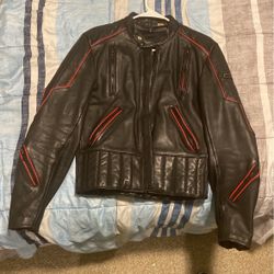 Black And Red Real Leather  Motorcycle Jacket 
