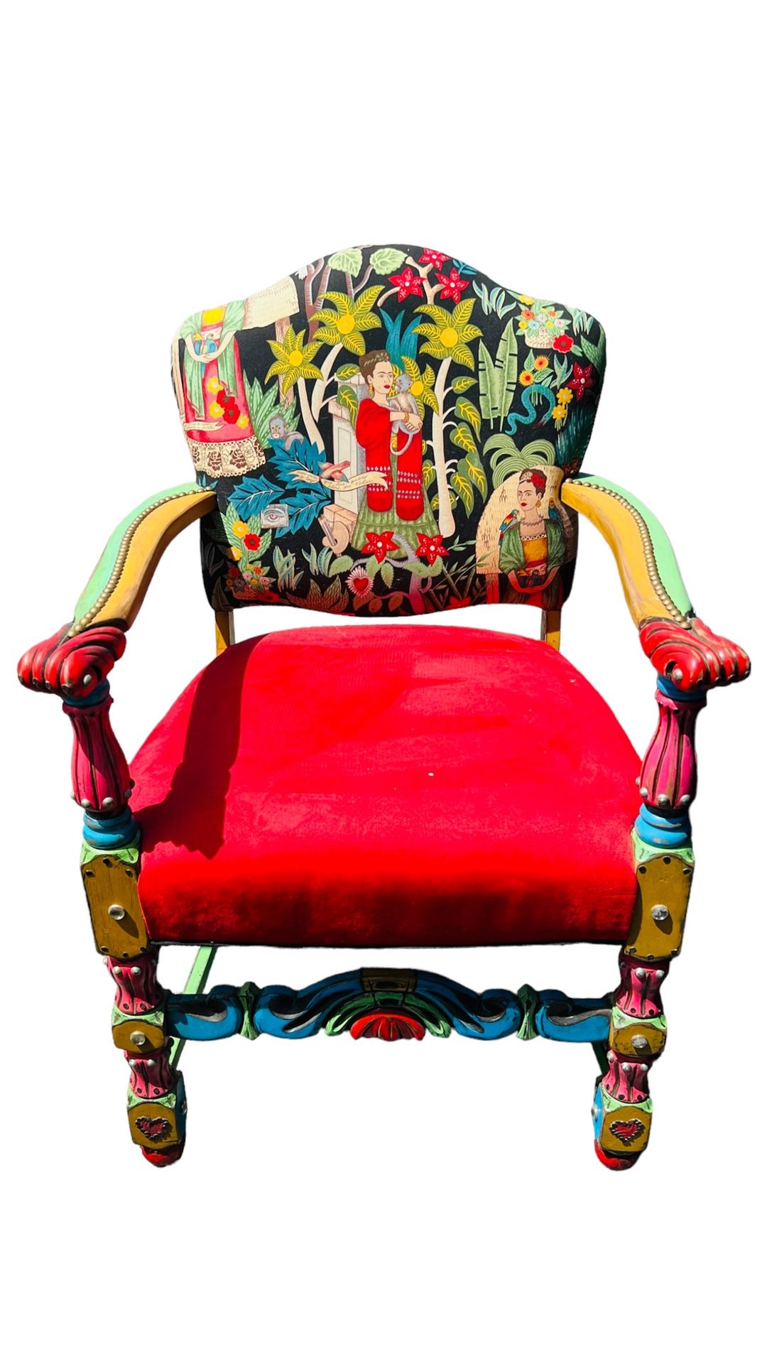 Vintage Artist Designed Armchair Multi Color frida kahlo Design