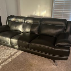 New Black Real Leather Couch 