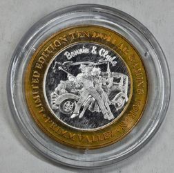 Primm Valley Bonnie & Clyde $10 Gaming Token .999 Fine Silver Unc