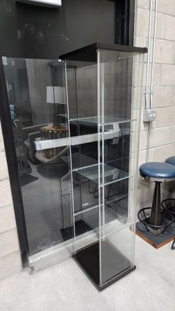 Ikea DETOLF Glass-door cabinet, black-brown, 16 3/4x64 1/8 
